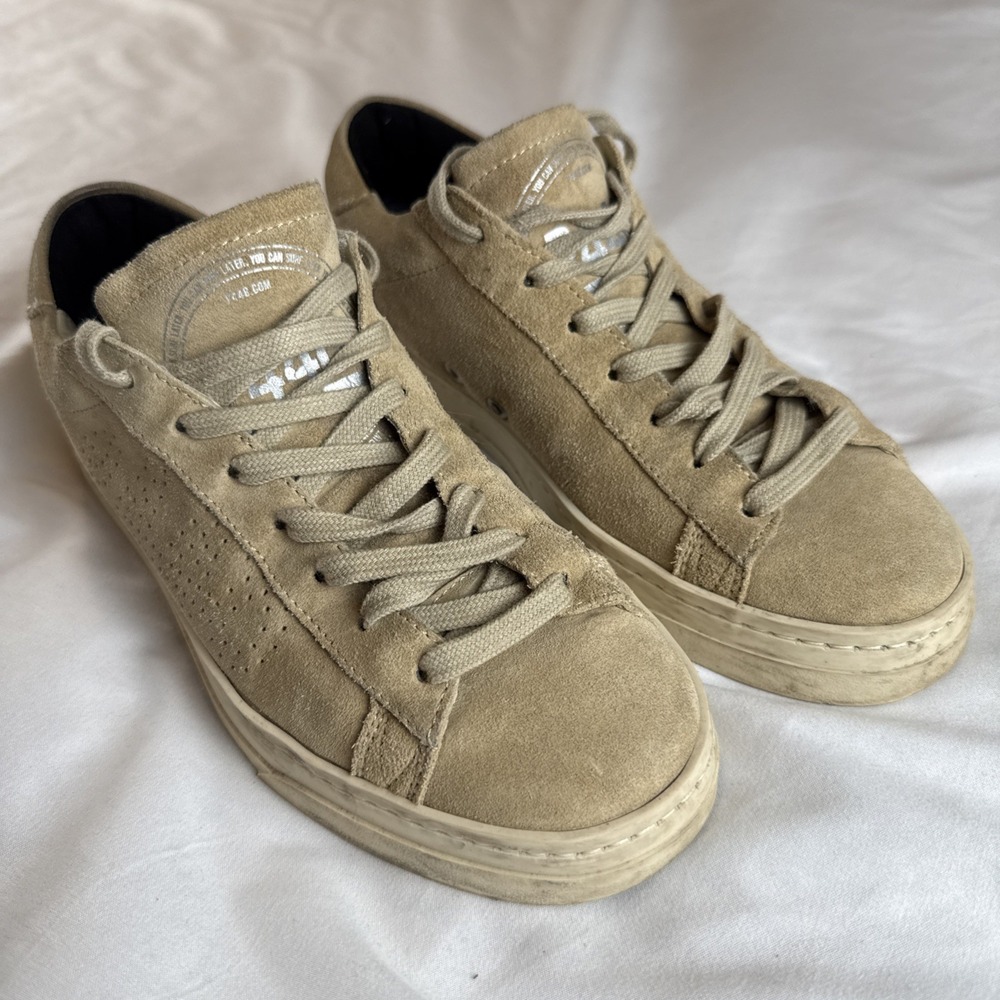 P448 Jack Tan Suede Leather Sneakers Size EU 37 6.5 Or 7 made in Italy